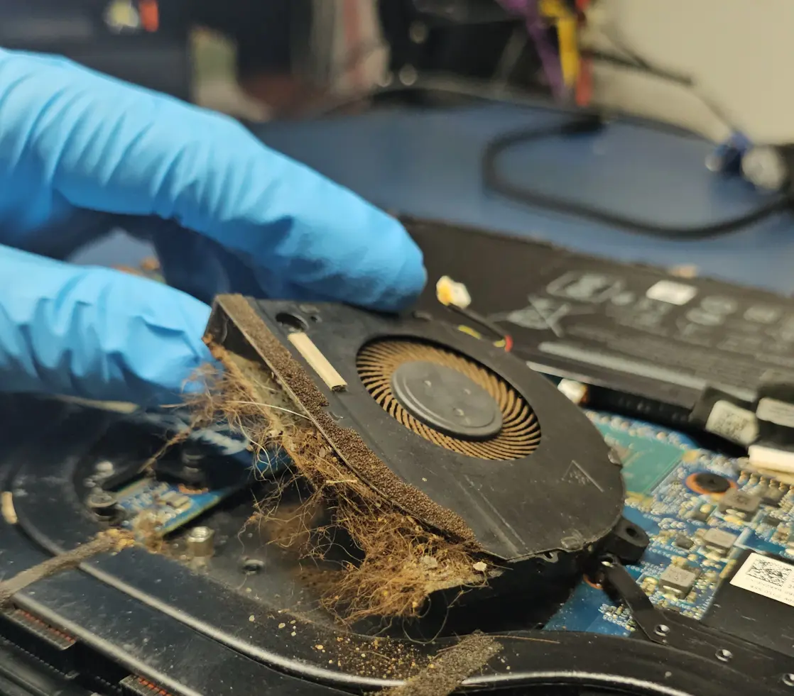 Laptop fan Dell laptop fan, blocked by dust and dirt
